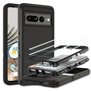 for Google Pixel 7 Pro Case with [2 Pack] HD Screen Protector, [MilitaryGrade] Shockproof Dust/Drop Proof 3Layer Full Body Protection Heavy Duty Case for Pixel 7 Pro, Black