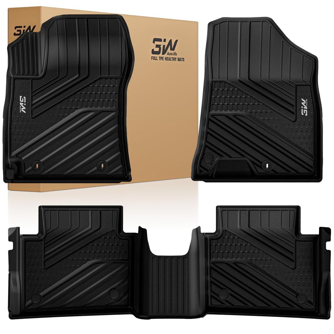3W Floor Mats for Hyundai Kona 2024-2026, Gas Models Only, Custom Fit TPE