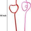 36PCS Valentines Day Party Straws Supplies  Heart Drinking Plastic Crazy Loop Galentine's Party Decorations