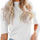 LIYOHON Womens Tops Dressy Casual Mock Turtleneck Business Short Sleeve T Shirts Going Out Tops (Small)