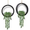 Der Rose 2 Pack Fake Plants Hanging Artificial Succulents Plants in Black Pots for Living Room Bathroom Accessories Boho Farmhouse Wall Decor