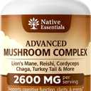 5 x 10-in-1 Mushroom Complex with Lions Mane, Reishi, Cordyceps - 2600mg Focus Energy Immune Support Supplement, 90 Capsules