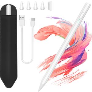 COO Stylus Pen for iPad 2018-2023 with Palm Rejection, 30Mins Fast Charging, Compatible with iPad 10/9/8/7/6th Gen, Pro 12.9"/11", Air 5/4/3, Mini 6/5(White02)