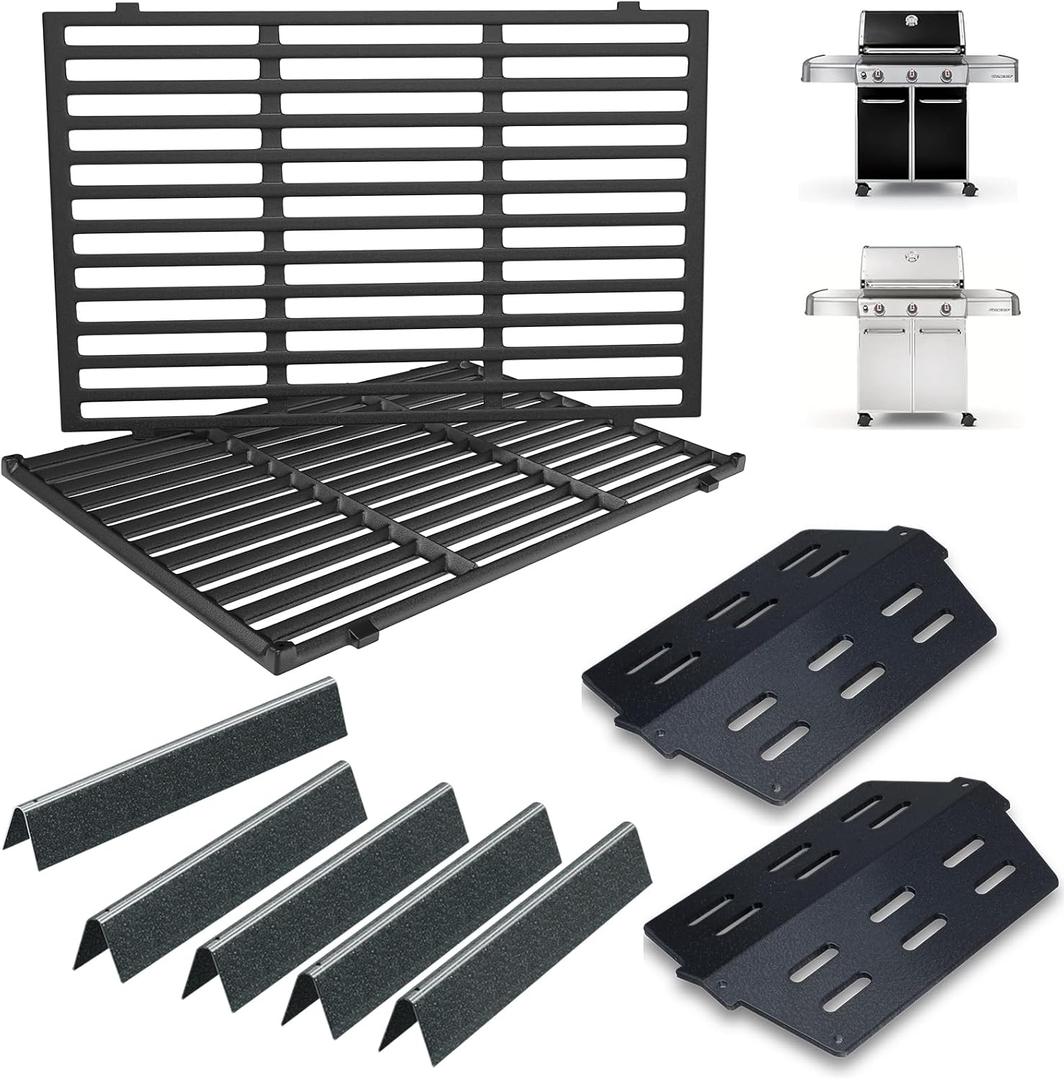 Grill Parts Kit for Weber Genesis 300 310 330 Grill Parts for Weber Genesis E330 E310 S310 S330 EP330 EP310 S320 E320 Grill Parts 7621 Flavorizer Bars 17.5", Genesis 7524 Grates, 7622 Heat Deflector