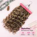 REECHO Curly Hair Extensions, 4PCS 20 inch Clip in Hair Extensions Lace Weft Short Curly Extensions Clip Ins Invisible Natural Hairpieces for Women, Chocolate Brown with Highlights