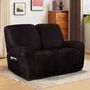 ANARACHON Leather Look Loveseat Recliner Cover, 6-Pieces Stretch Dual Recliner Sofa Covers, Soft Reclining Couch Slipcover, Washable Furniture Protector for Pets (2 XL Seater, Chocolate)
