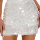 GUANYY Women's Sequin Mini Skirt Sparkly Skort with Shorts Underneath Global Recycled Standard  Size L