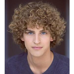 Mens Light Brown Curly Wig Short Fluffy Brown Rocker Wigs Synthetic Halloween Cosplay Costume Hair Wigs For Male Guys (Light Brwon)