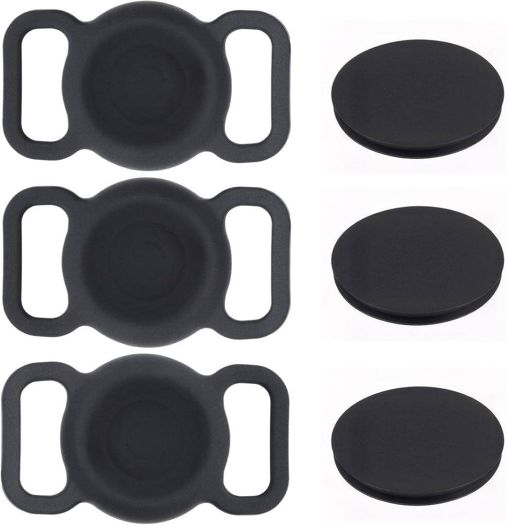 Waterproof Airtag Holder for Dog Collar, 3 Pack Silicone Soft Full-Body Covered Anti-Lost Protective Dog Collar with Airtag Holder, Lightweight Airtag Case Fits <1" Width Collar