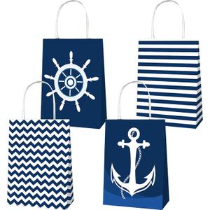 2 x BACH AND BOUJEE 12 PCS Sailor Nautical Party Favor Gift Bags Blue Nautical Goodie Candy Bags Boxes for Ahoy It's a Boy Sailor Baby Shower Birthday Party Favors Supplies, 1 Count