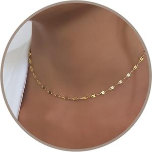 Annika Bella Choker Necklace, Gold Chain for Women, Length 13-16 Inches, Minimalist Necklaces for Women, Lace/Link/Tubes/Dotted Chain Chokers.