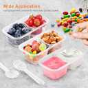 20 Set Snack Containers with Lids & Spoons, Reusable Double Compartment Condiment Containers for Lunches Picnics Parties, BPA-Free, Microwave Safe, Transparent