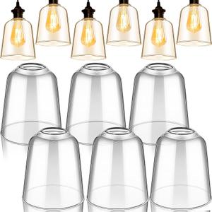 Riakrum 6 Pcs Clear Glass Shade 5" Dia 5.67" High 1.65" Fitter Light Cover Shade Ceiling Fan Light Covers High Transmittance Glass Globes for Light Fixtures Replacement Pendant Chandelier (Classic)