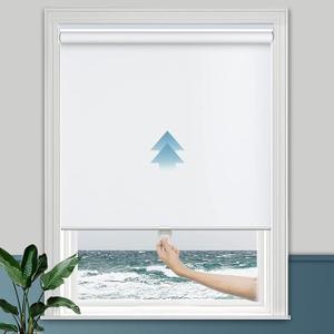 Persilux Window Blinds (26" W x 72" H, White) Cordless Blackout Roller Shades Thermal Insulated UV Protection Energy Saving Cordless Window Shades for Windows, Home and Office, Easy to Install