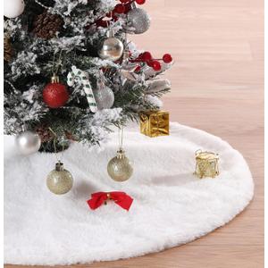White Tree Skirts 24 Inches Plush Christmas Tree Skirt Small Faux Fur Tree Mats for Small Trees Xmas Party Holiday Decorations