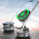 CloudValley 15W Fast Wireless Charger Car Phone Mount, Vacuum Suction Cup Magnetic Phone Holder Design for MagSafe iPhone 17/16/15/14/13/12, 360 Adjustable & Foldable Stand for Dashboard/Windshield