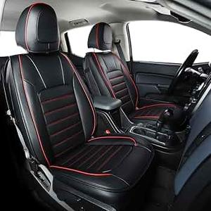  Seat Covers Fit for Chevy Chevrolet Colorado : 2015-2022 Crew Cab Extends Cab Z71 LT ZR2 Work Truck Front Pickup Faux Leather Car Seat Covers (2PCS Front,Redline)