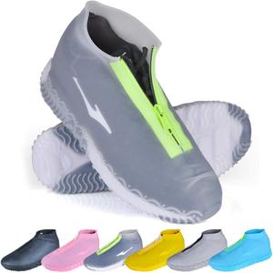 Shoe Covers Waterproof Reusable Foldable Not-Slip Rain Shoe Covers with Zipper, Shoe Protectors Overshoes Rain Galoshes for Kids Men and Women (L (Women 7.5-10.5, Men 6.5-9), Transparent)