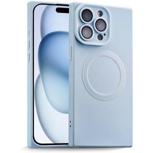 ZhyzRhsm Designed for iPhone 15 Pro Max Case Silicone Compatible with Magsafe, Camera Lens Protector, Military Grade Shockproof Protective, Rectangle Magnetic Phone Case for iPhone 15 Pro Max Blue