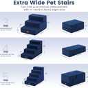 Gardner Pet Dog Stairs for Small Dogs 18.5" H, 4-Step Extra Wide Dog Steps for Bed, Pet Stairs for Bed and Couch with Durable Non-Slip Waterproof Fabric Cover and Soft Foam, Navy