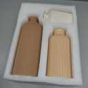 Large Modern Ceramic Vase Set, Coffee Ribbed Matte Design, 3-Piece Decorative Vases for Home, Living Room, Office (XL Coffee Mix)