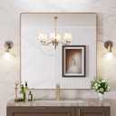 LOAAO 36X36 Gold Bathroom Mirror, Rounded Rectangle Gold Frame Mirror, Brushed Gold Bathroom Vanity Mirror Wall-Mounted, Anti-Rust, Tempered Glass, Hangs Horizontally or Vertically