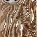 Caseative for iPhone 16 Pro Case,Pleated Water Ripple Chrome Wave Pattern Soft Phone Case (Gold)