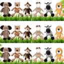 18 Pcs Safari Stuffed Animal, Plush Jungle Animal Toys for Girls Boys, 11.8'' Giraffe Lion Zebra 9.8'' Tiger Monkey 9'' Elephant for Adopt a Pet Party Favor Birthday Gifts Class Award
