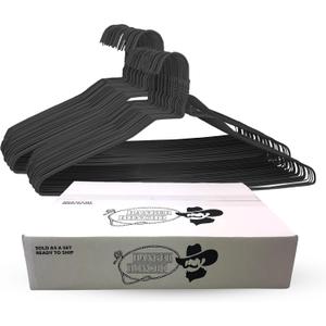 Wire Metal Clothes Hangers 200 Pack Bulk for Standard Size Shirts, Pants, Skirts, Space Saving, Non Slip,18 Inch 14.5 Gauge Ultra Thin Standard Dry Cleaner Coated Steel, Black