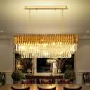 10-Light Modern Gold Crystal Chandelier, Luxury Rectangular Crystal Chandeliers for Dining Room, Kitchen Island, Living Room, Farmhouse Chandelier Lighting, 40inch