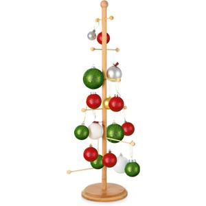Christmas Tree Ornament Stand Holder with Arms Wooden Christmas Hanger Pretzel Sausage Rack for Counter Top Ornament Display Desktop Tree Holiday Party(29.53 Inch)