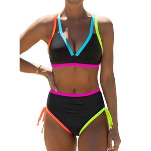 popvil High Waisted Bikini Sets for Women Tummy Control Swimsuits Neon Swimwear Bathing Suit Medium