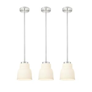 FEMILA 3 Pack 6.7" Vintage Light Fixtures, Milk Glass Kitchen Island Lighting, Brushed Nickel Antique Chandelier, Hanging Light Fixture for Bedroom Hotel Living Room, 4FYD87MIL-3PK BN