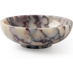 Natural Luxury Marble Decorative Bowl Medium 7-Inch Calacatta Viola Marble for Coffee Table Centerpiece Holder, Decorative Catchall Dish for Dining Table, Statement Accent Tray for Home Decor