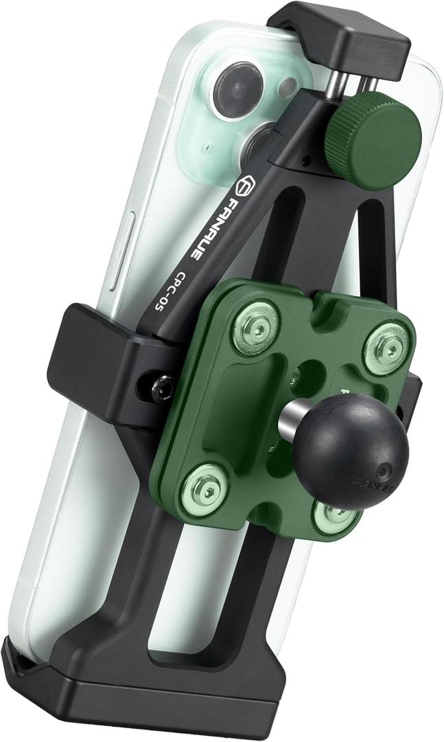 FANAUE Anti-Vibration Motorcycle Phone Holder with 1 Inch Ball Head for RAM Mounts B Size Double Socket Arm and Bike Handlebar Phone Mount for 5.5-7" Smartphone