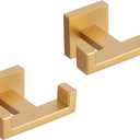 GERZWY Bathroom Double Towel Hook Gold Stainless Steel Wall Mounted Coat/Robe Clothes Hook for Bath Kitchen 2 Pack AG1417B-BE