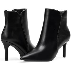 Elisabet Tang Women Chic Heeled Ankle Boots, Sexy Pointed Toe with 3 Inch High Heel Fashion Stylish Booties with Side Zipper Evening Party Dress Shoes Size 9.5