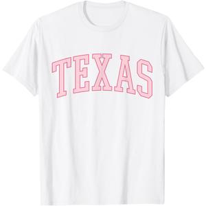 Preppy Varsity Pink Texas T-Shirt (Small)