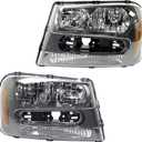 Garage-Pro Headlights Assembly For Chevrolet Trailblazer 2002-2009 Driver Passenger Side With Bulb, Halogen, Full Width Grille Bar Replaces# 25970914 25970915
