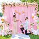 10x10 Pink Backdrop Curtain for Parties Baby Shower, Wrinkle Free Pink Photo Curtains Backdrop Drapes, Fabric Decoration for Wedding, Birthday Party, 5ft x 10ft, 2 Panels