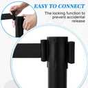 Geelin 6 Pack Heavy Duty Crowd Control Stanchions Stanchion Set with Safety Barrier Post with Retractable Belt and Sign Holder Crowd Control Barrier (9.8ft,Black)