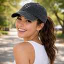 Hand Drawn Heart Hat Womens Embroidered Baseball Cap (Gray)