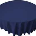 LA Linen Polyester Poplin Washable Round Tablecloth, Stain and Wrinkle Resistant Table Cover 72", Fabric Table Cloth for Dinning, Kitchen, Party, Holiday 72-Inch, Navy, (TCpop72R_NavyP72)