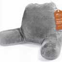 Sasttie Reading Pillows for Sitting in Bed Adult, Velvet Back Pillow Bed Sitting Up, Back-Rest Support Cushion for Sit Up on Couch, Sofa, and Floor, Dorm Essentials, Oeko-Tex Certified, Dark Grey
