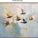 Kate and Laurel Framed Canvas Wall Art Print Abstract Birds in Flight II by The Creative Bunch Studio, 42 x 32 Sylvie Dark Gold Frame, Modern Contemporary, Animal Art for Wall Decor