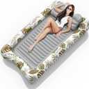Rrtizan Inflatable Tanning Pool Rafts for Adults, 83.5" x 52.4" Adult Pool Floats with Pillow, Cup Holder & Handles, 4-in-1 Suntan Tub Raft Floatie for Pool, Backyard, Kids' Ball Pit