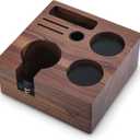 58mm Espresso Tamper Station V3 Walnut Portafilter Holder Compact Espresso Organizer with Multi Accessory Storage Espresso Machine Accessories for Coffee Bar