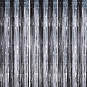 DECOCKRAT 3 Pack Foil Fringe Backdrop - Purple Shiny Tinsel Curtains for Party Decoration/Photo Booth Props - 3.3x8.2 FT Metallic Foil Backdrop for Birthday, Wedding, Graduation, Christmas.