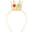 Princess Crown Peach Crown Headband Adult Crystal Metal Birthday Princess Accessories (Blue and Pink)
