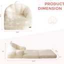 MAXYOYO Folding Sofa Bed, 2 in 1 Convertible Sofa to Lounger Comfy Single Bean Bag Chair for Adults, Floor Sleeper Couch with Handle, Faux Fur Couch Bed for Living Room Bedroom, Beige